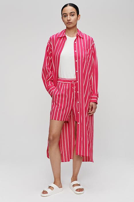 STRIPED SHIRTDRESS CARMINE ROSE by Zenggi