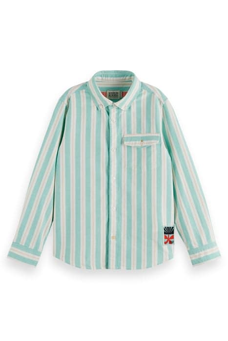 BOYS YARN-DYED STRIPE OXFORD SHIRT IN ORGANIC COTTON MINT ST by Scotch & Soda