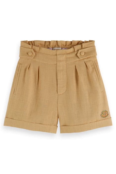 GIRLS CHECKED LINEN BLEND SHORTS SAND by Scotch & Soda