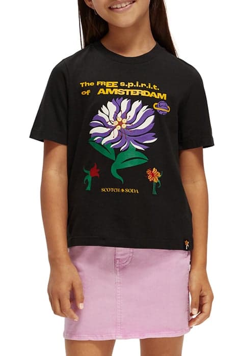 GIRLS RELAXED-FIT SAKURA ARTWORK T-SHIRT BLACK by Scotch & Soda