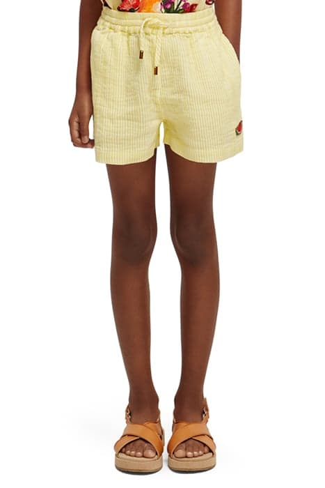 GIRLS CRINKLE-COTTON SHORTS YELLOW WHITE STRIPE by Scotch & Soda