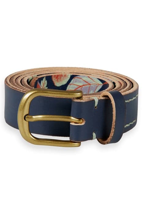 LEATHER BELT WITH PRINTED BACKSIDE NAVY by Scotch & Soda