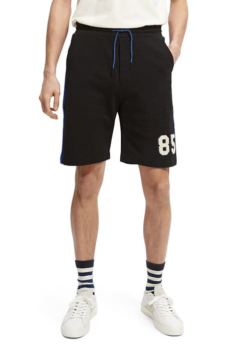 SIDE-STRIPE JERSEY SWEAT SHORTS IN ORGANIC COTTON BLACK by Scotch & Soda