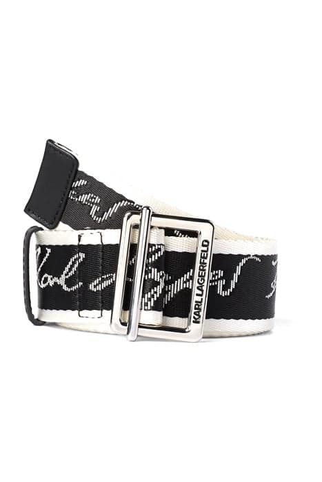 KARL SIGNATURE WEBBING BELT WHITE by KARL LAGERFELD