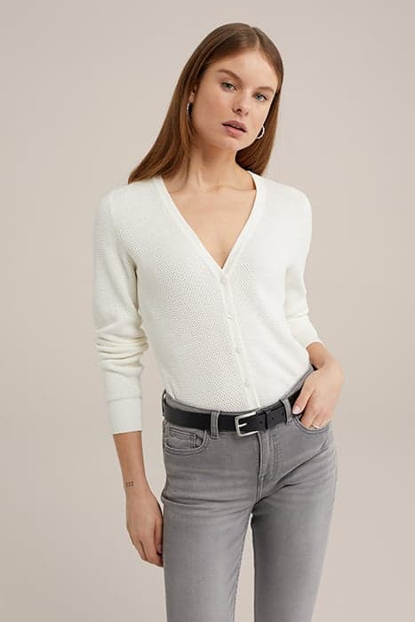 KNITTED CARDIGAN OFF-WHITE by WE Fashion