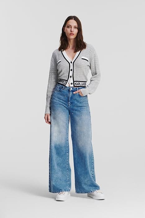 EMBELLISHED WIDE LEG DENIM LIGHT BLUE by KARL LAGERFELD