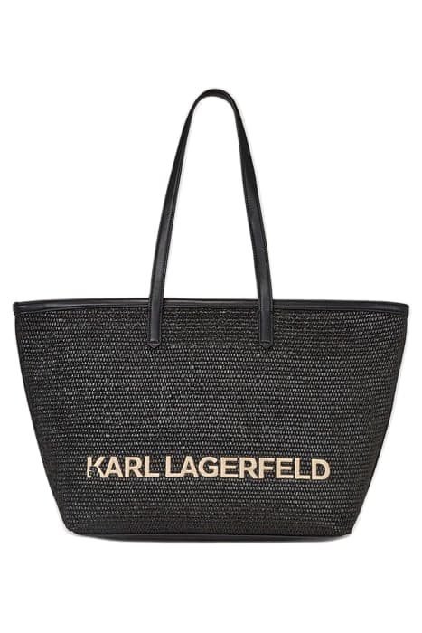 K/ESSENTIAL RAFFIA TOTE BLACK by KARL LAGERFELD