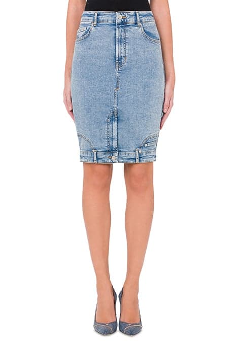 UPSIDE DOWN STRETCH DENIM SKIRT BLUE by Moschino