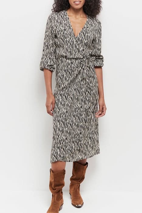 REACHY - BEIGE LENZING™ ECOVERO™ MAXI DRESS WITH ABSTRACT ZE by ONE STEP