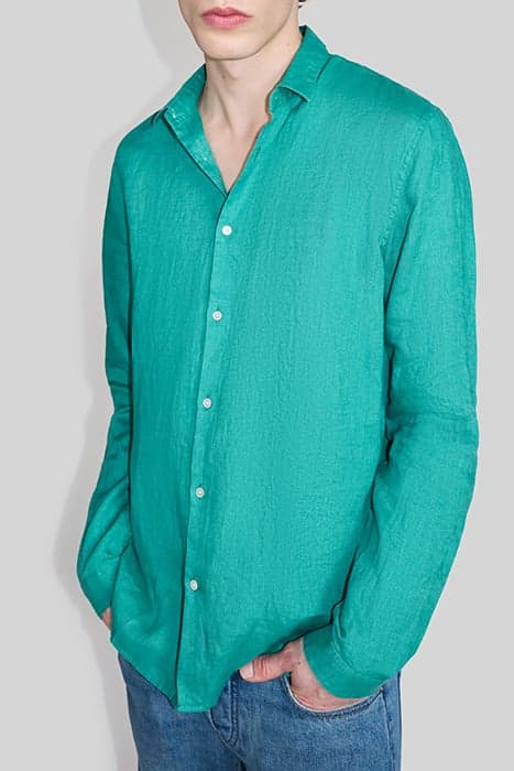 PETROL PURE LINEN SLIM SHIRT by IKKS