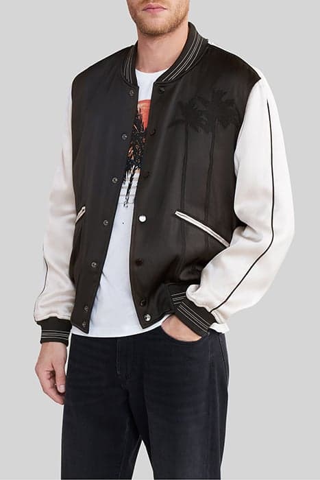 BLACK TWO-TONE VARSITY JACKET WITH EMBROIDERY by IKKS