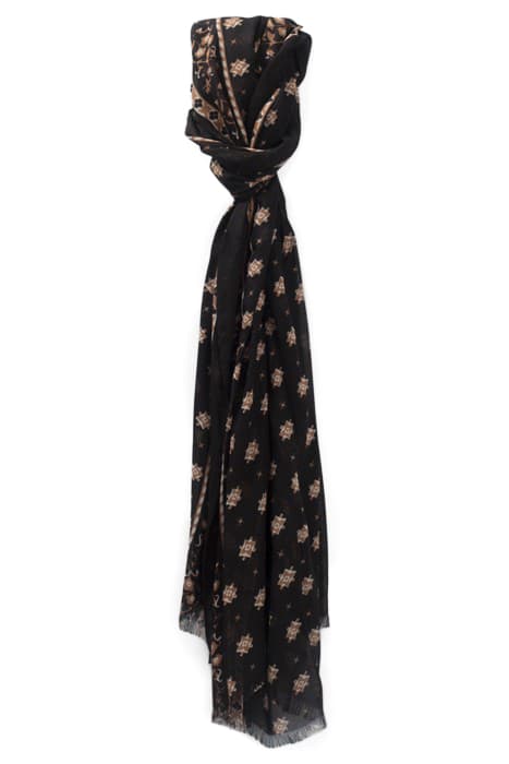 BLACK SCARF WITH MINIMALIST ROCK MOTIF by IKKS