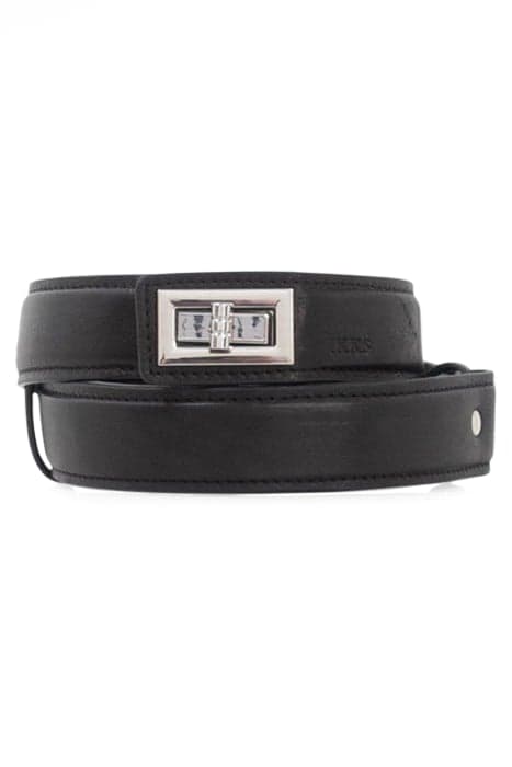 BLACK LEATHER BELT WITH ROTATING BUCKLE by IKKS