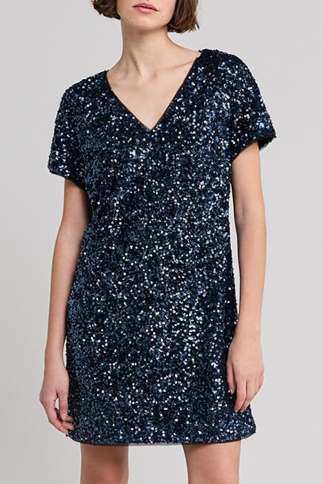 REVERSIBLE SEQUIN-EMBROIDERED BLUE DRESS by IKKS