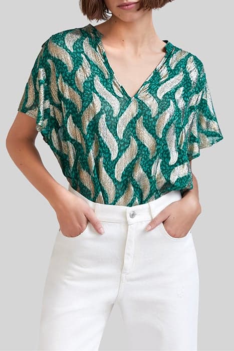 EMERALD TOP WITH GOLD LEAF PRINT by IKKS