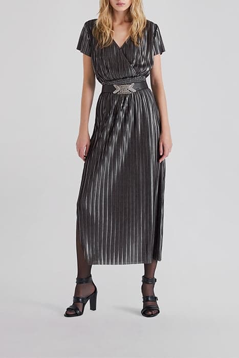 SILVER PLEATED LONG DRESS by IKKS