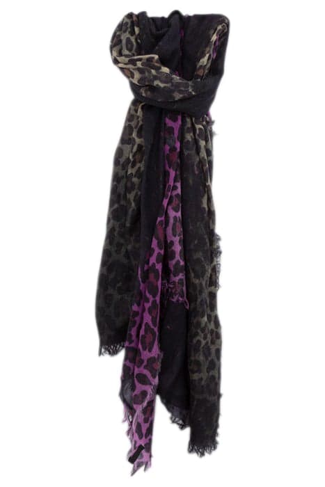 BLACK SCARF WITH TWO-TONE LEOPARD MOTIF by IKKS