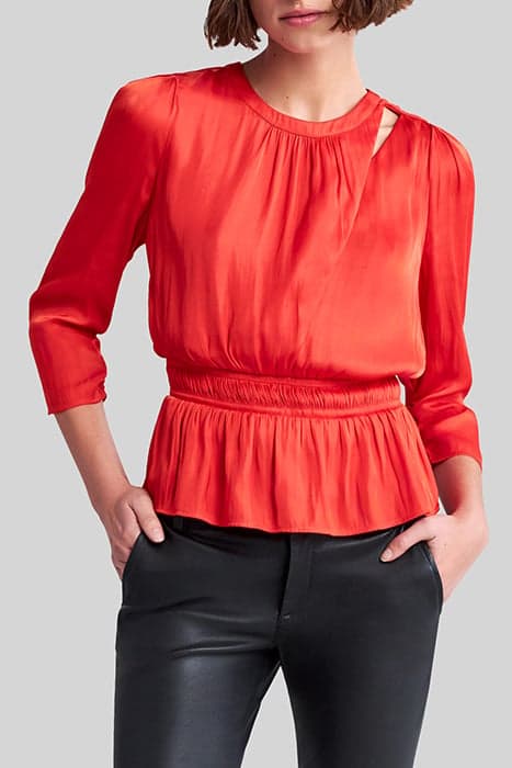 ORANGE RECYCLED BLOUSE WITH PEPLUM by IKKS