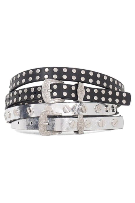 BLACK & SILVER LEATHER STUDDED DRESS BELTS by IKKS