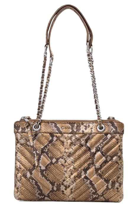 GOLD LEATHER PYTHON-LOOK 1440 REPORTER CLUTCH BAG by IKKS