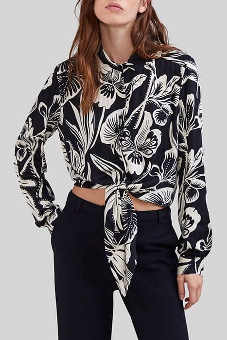 BLACK SHIRT WITH TROPICAL PRINT by IKKS