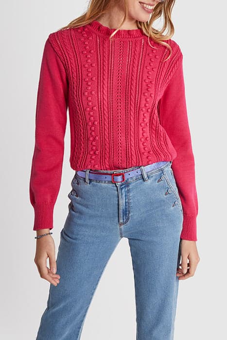 MAGENTA DECORATIVE KNIT SWEATER by ICODE