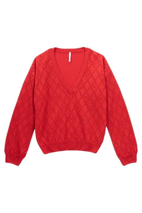 CRIMSON RED FINE LUREX KNIT SWEATER by ICODE