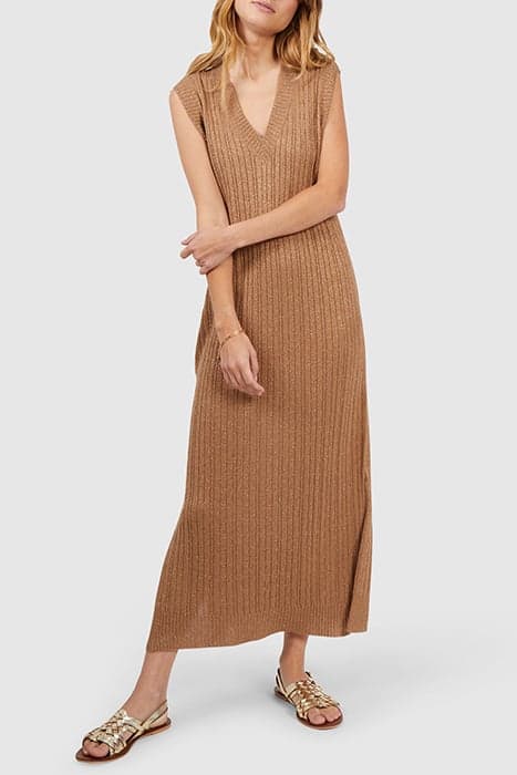 SAND LUREX CABLE KNIT LONG DRESS by ICODE