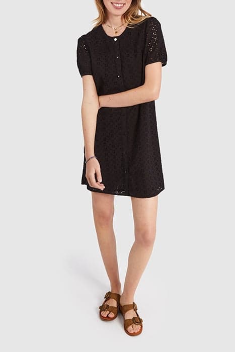 BLACK EYELET EMBROIDERY DRESS by ICODE