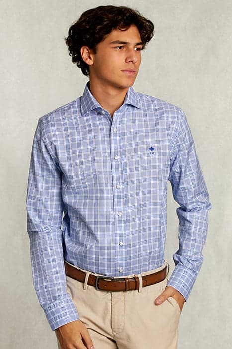 CUSTOM FIT CHECKED SHIRT BLUE/WHITE BLUE by River Woods