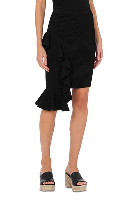 STRETCH VISCOSE SKIRT WITH RUFFLES BLACK by Moschino