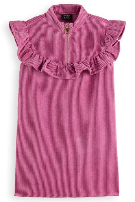 GIRLS RUFFLE-YOKE SLEEVELESS CORDUROY DRESS ORCHID by Scotch & Soda