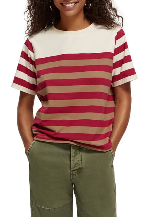 BOLD STRIPED BOXY-FIT T-SHIRT IN ORGANIC COTTON CHERRY PIE S by Scotch & Soda