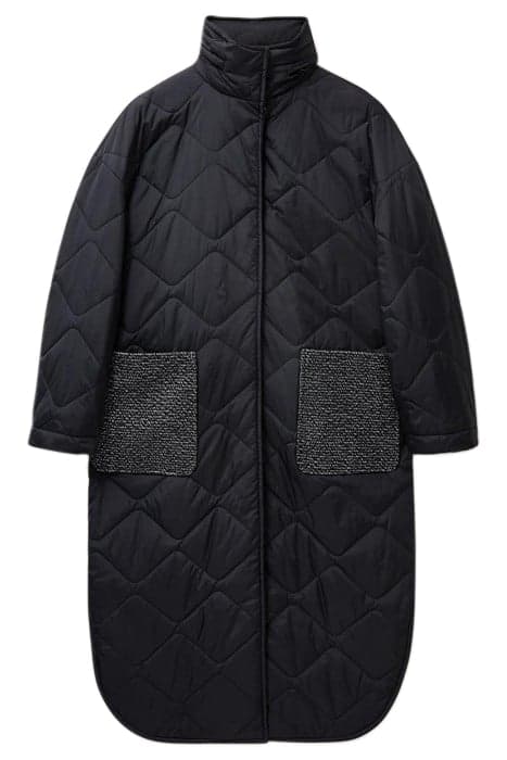 LUNA FABRIC MIX QUILTED COAT BLACK MULTI by White Stuff