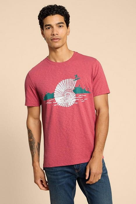 SURF SHELL GRAPHIC TEE CORAL PRINT by White Stuff