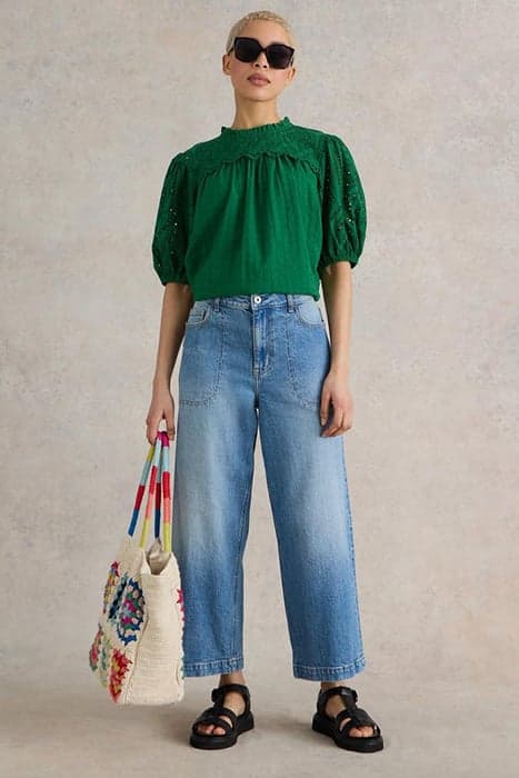 TIA WIDE LEG CROP JEAN MID DENIM by White Stuff