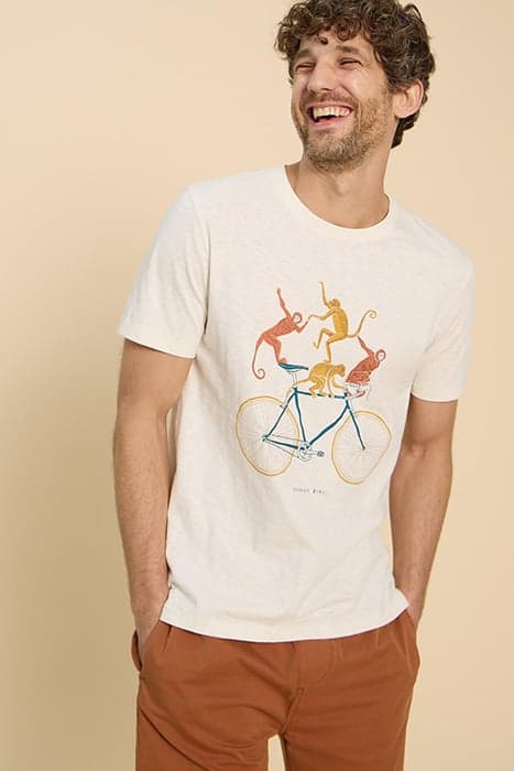 MONKEY ON A BIKE GRAPHIC TEE WHITE PRINT by White Stuff