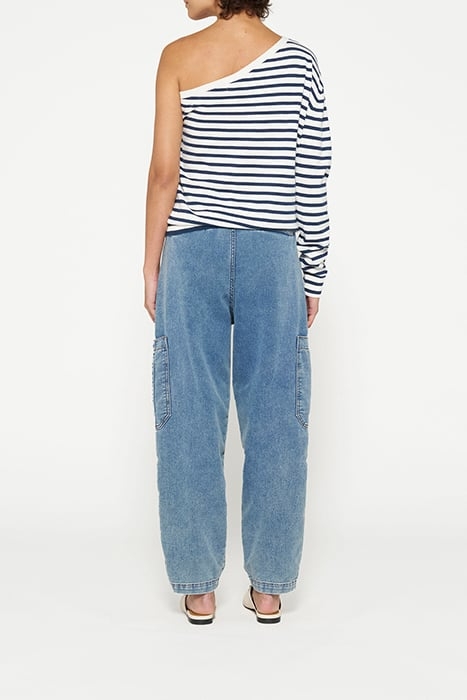 ONE SHOULDER KNIT TOP ECRU/NIGHT SKY 2